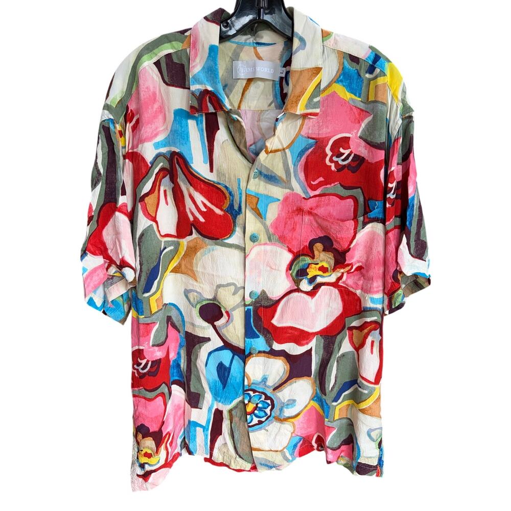 Jams World Vintage Floral Hawaiian Shirt Men’s Large in Tavern Print